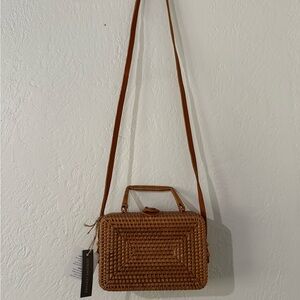 Brown Woven Rattan Handbag